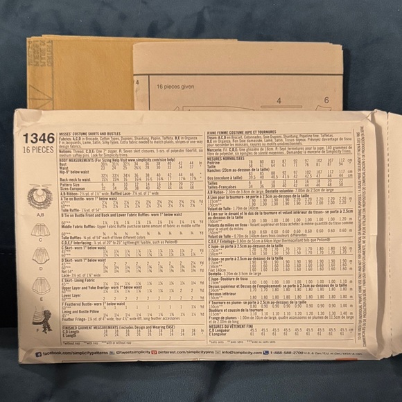 Simplicity Costume Skirt Pattern UNCUT - Picture 3 of 3